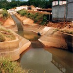 Original canal drop with stilling pond powerhouse under construction